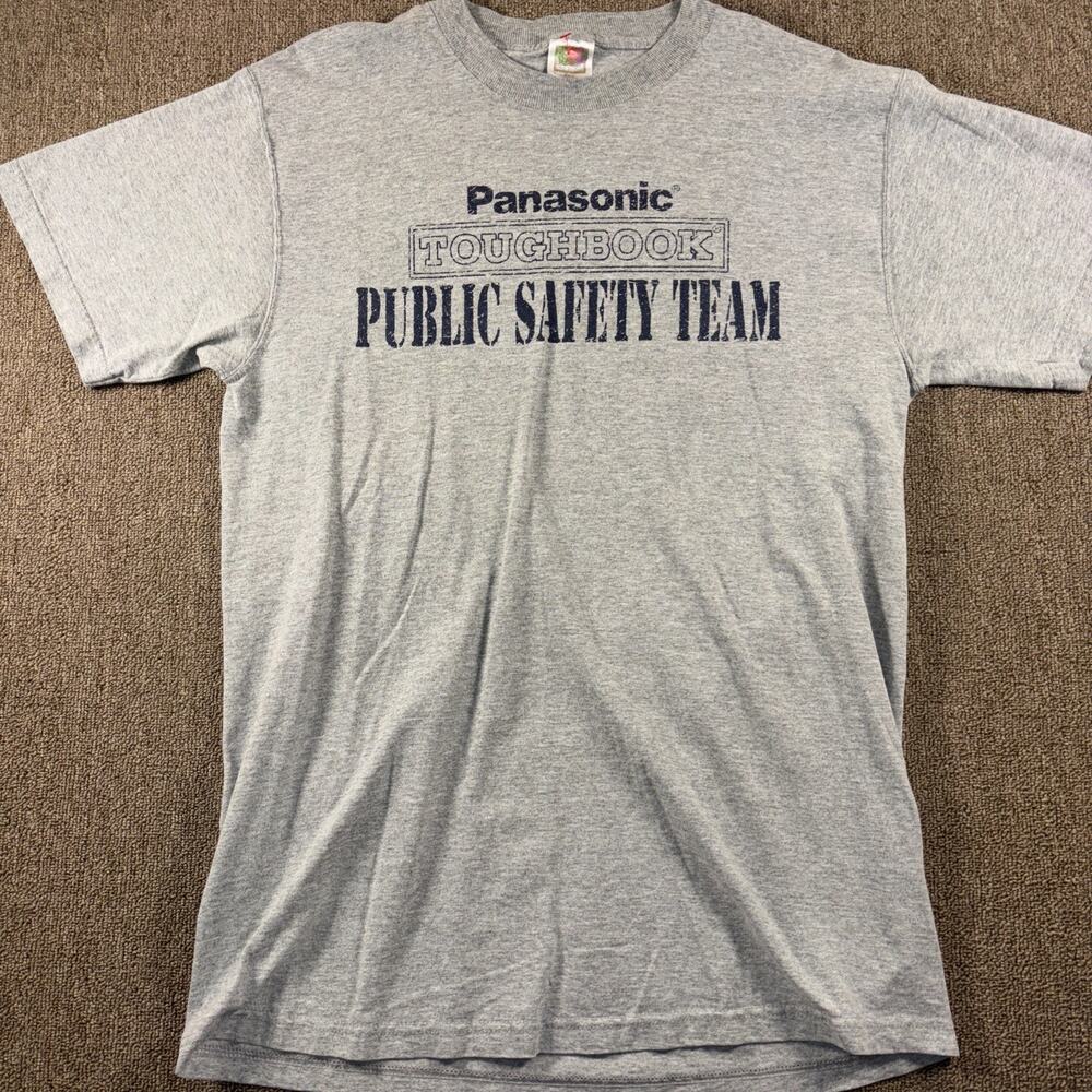Vintage Panasonic Public Safety Team Tech T-shirt Large Gray
